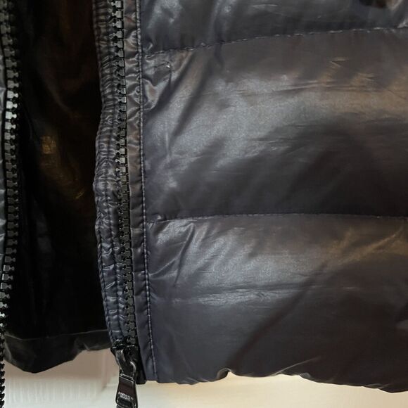 Andrew Marc Puffer 650 fill Down Jacket Coat Packable Women M Navy Black - Picture 15 of 16